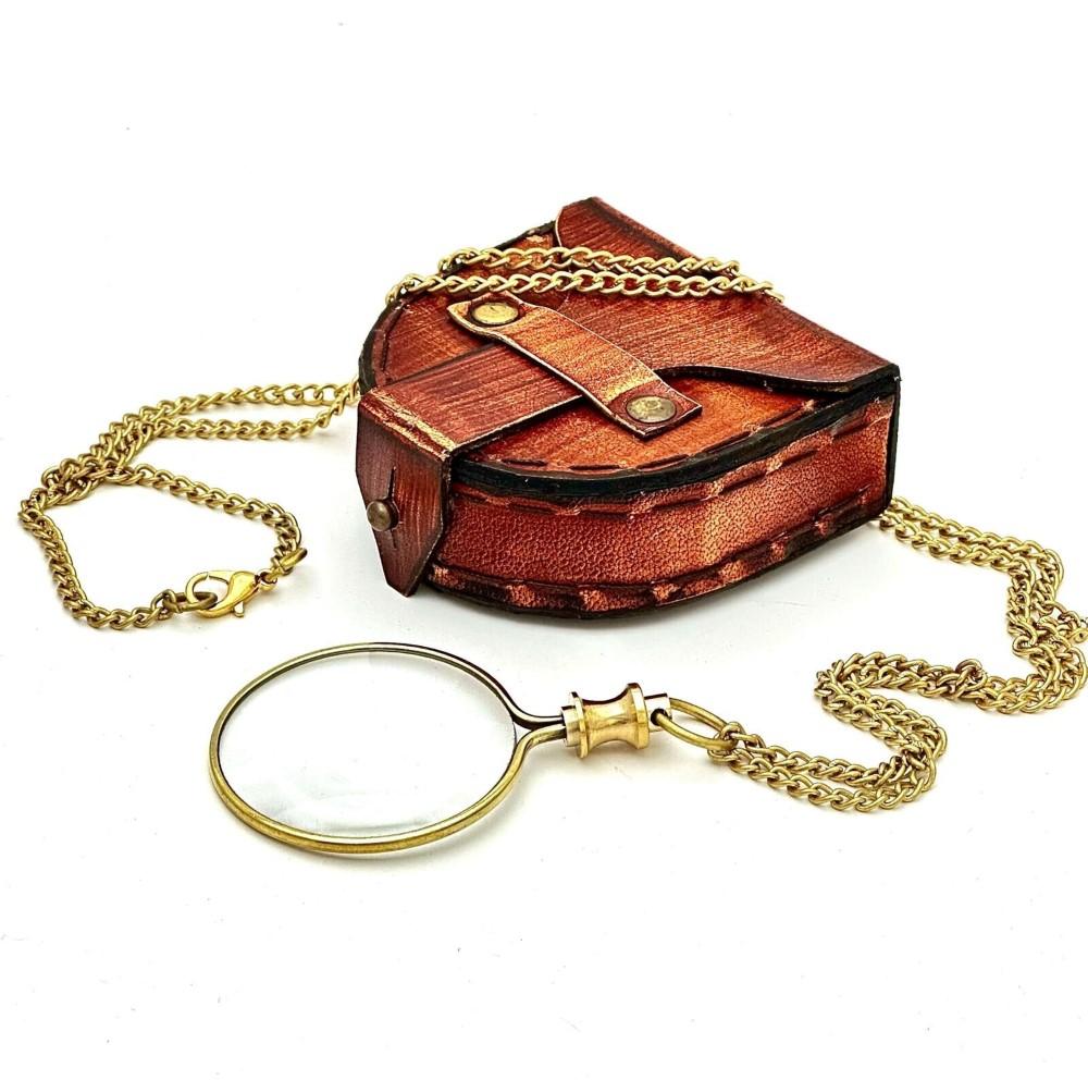 Lommeforstørrelsesglass & Læretui 20X Lommemonokkel Kostyme Antikk Retro,