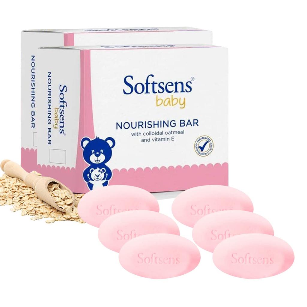 Softsens Baby Nourishing Bar Soap 100g X Pack of 6 Ultra Mild Moisturizing Gentle Bathing Bars Daily Care Body Wash 116 Chars