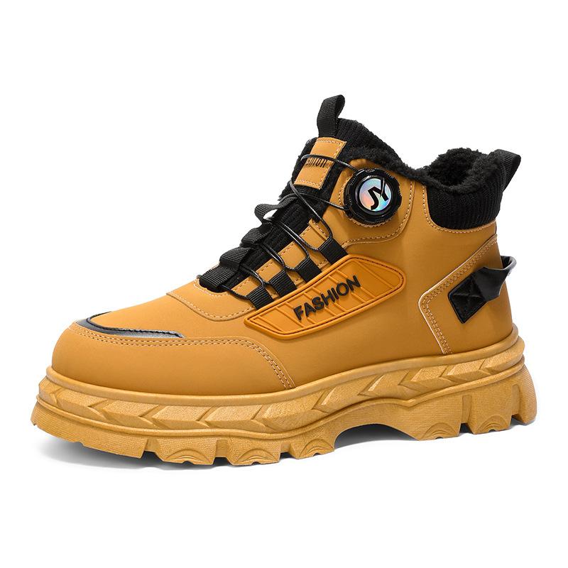 Winter velvet high-top Martin boots men's British retro tooling shoes thick-soled thickened thermal cotton shoes short boots men's shoes