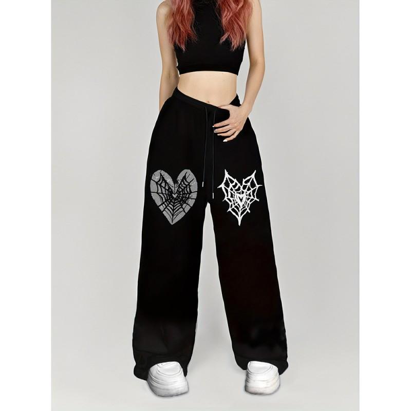 Womens High Street Hip Hop Loose Straight Leg Casual Pants
