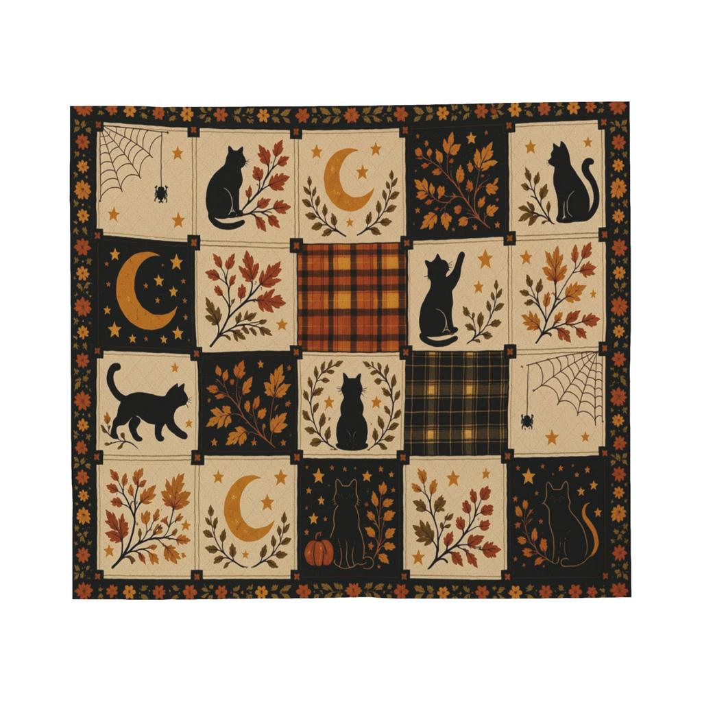 Halloween Black Cats Knitted Blanket Witchy Spooky Flannel Throw Blankets Home Couch Personalised Ultra-Soft Warm Bedspreads