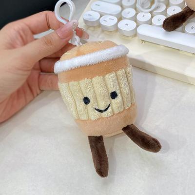 Cartoon Kaffeetasse Plüsch Schlüsselanhänger süße Tasche Anhänger Kawaii flauschige gefüllte Puppe Schlüsselanhänger Geburtstag Geschenk Trend