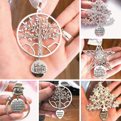 Noel Arkadaşlık Charm Hediye Metal Asılı Kar Tanesi/Yıldız/Yuvarlak/Kardan Adam Şeklinde Süsleme Üzerinde Bereket Yazısı Aile Arkadaş Sevgisi