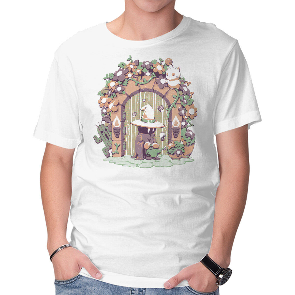 Unisex Crew Neck T-Shirt Fantasy Garden Graphic Short Sleeve Casual Tee XL