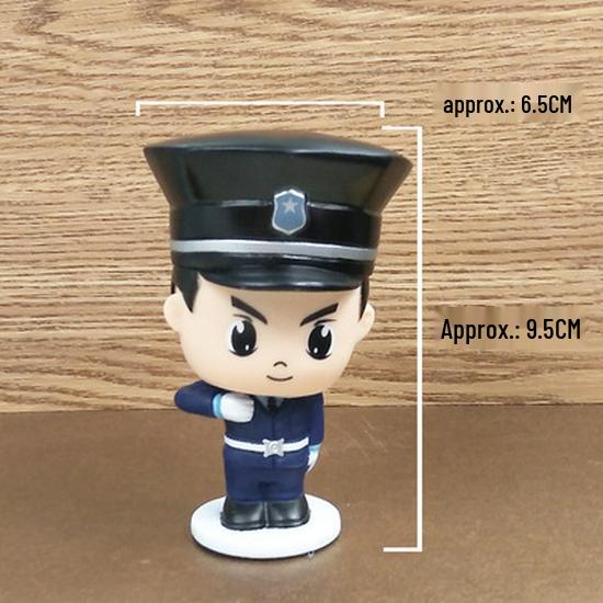 Police Officer Bobblehead Figurine Set - Male & Female Traffic Cops