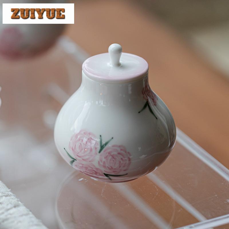 Hand Drawn Rose Ceramic Creative Tea Box Organizer Moisture-proof Creative Storage Tank Containers Tea Caddy POT Tea Set Gift