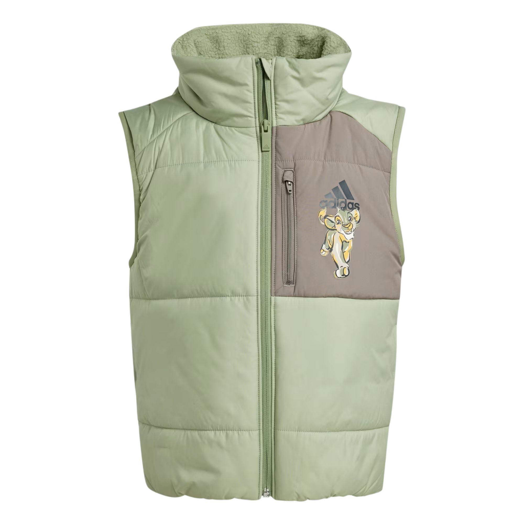 

Adidas X Disney Collaboration SS24 Disney Lion King Vest Printed Zipper Fashion Vest Tent Green Kids vests IV9641 2XS