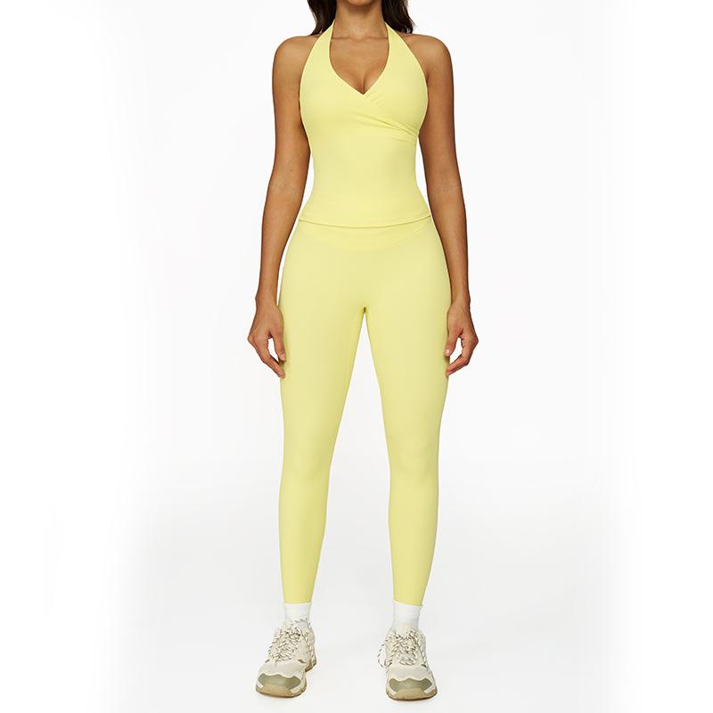 JYL Quick Dry Brushed Yoga Set Hollow Back High Waist Outfit