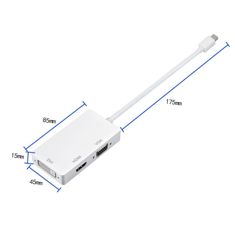 Neues 3-in-1-Mini-Displayport-Thunderbolt-zu-DVI-VGA-HDMI-Konverter-Adapterkabel IMac Mac Mini MacBook