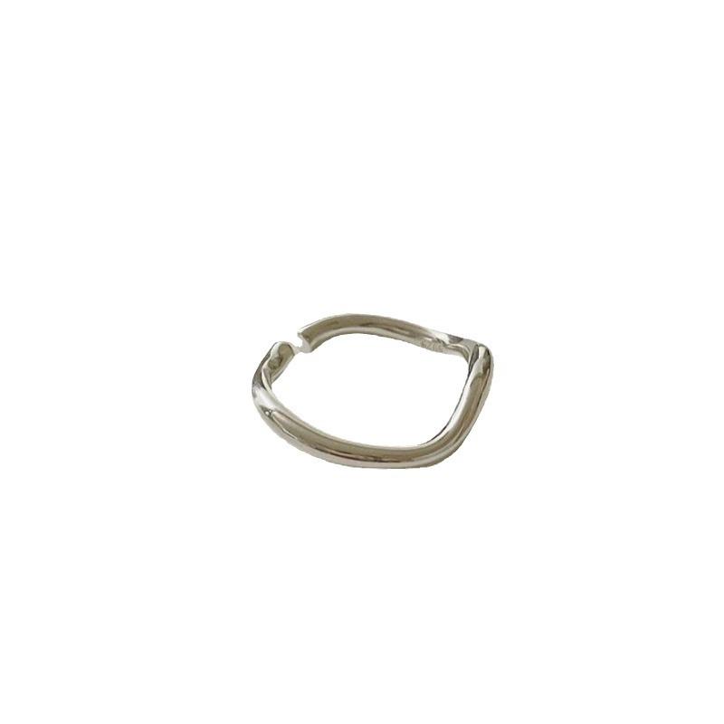 S925 Sterling Silver Geometric Wave Open Ring - Women's Luxury Design, High-End Cool Style