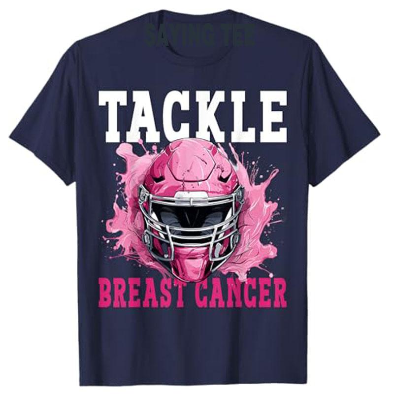 Tackle Football Brustkrebs-Bewusstsein Rosa Schleife Jungen Kinder T-Shirt Mode Fußball-Liebhaber Grafik Top Kurzarm Spruch T-Shirt