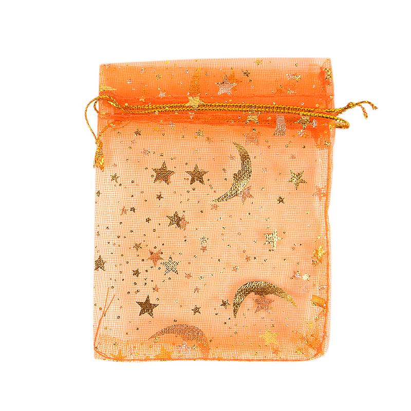 

100 шт. рождественских конфет в виде луны и звезды, твердый марлевый мешочек для упаковки подарков, сумка для украшений, сумка для свадебной вечеринки 7x9cm оранжевый