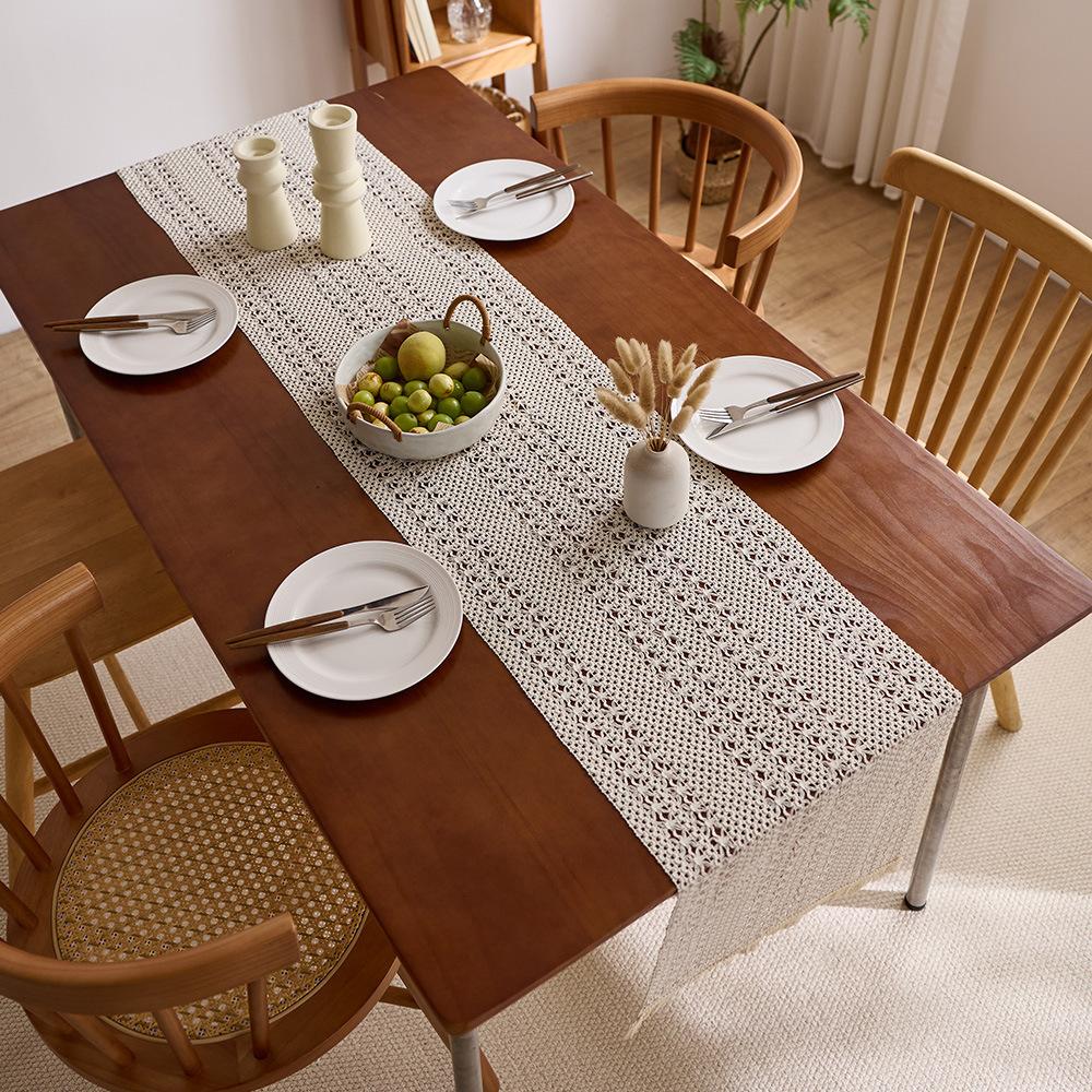 Log Woven Fringed Table Flag Cotton And Linen Retro Long Tablecloth Coffee Table Pad Cabinet Cover Cloth Shoe Cabinet Decorative Cloth