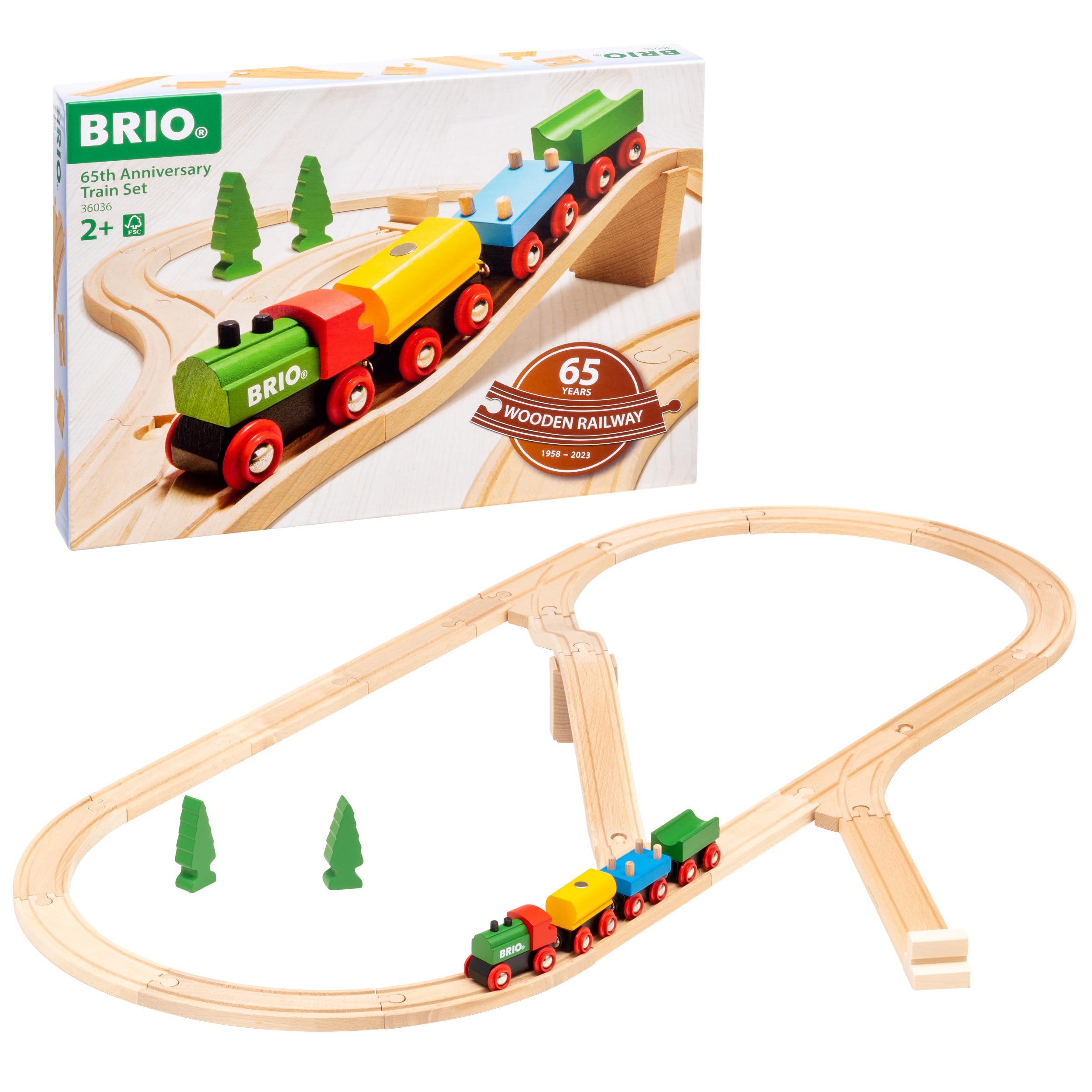 

BRIO 65th Anniversary Train Set Ages Wooden Wooden Rail Gift [32-Piece Set] 36036, 2+ [Toy, Toy, Tracks, Set, (Birthday/Christmas)]