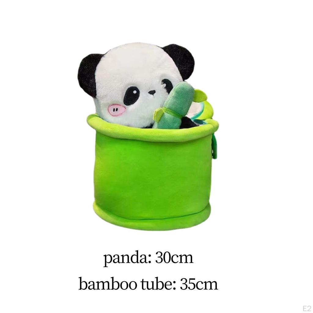 Cute Bamboo Tube Panda IS Hiding in Box Cuddly Hugging Soft Plush Pillow Doll Toys for Girlfriend