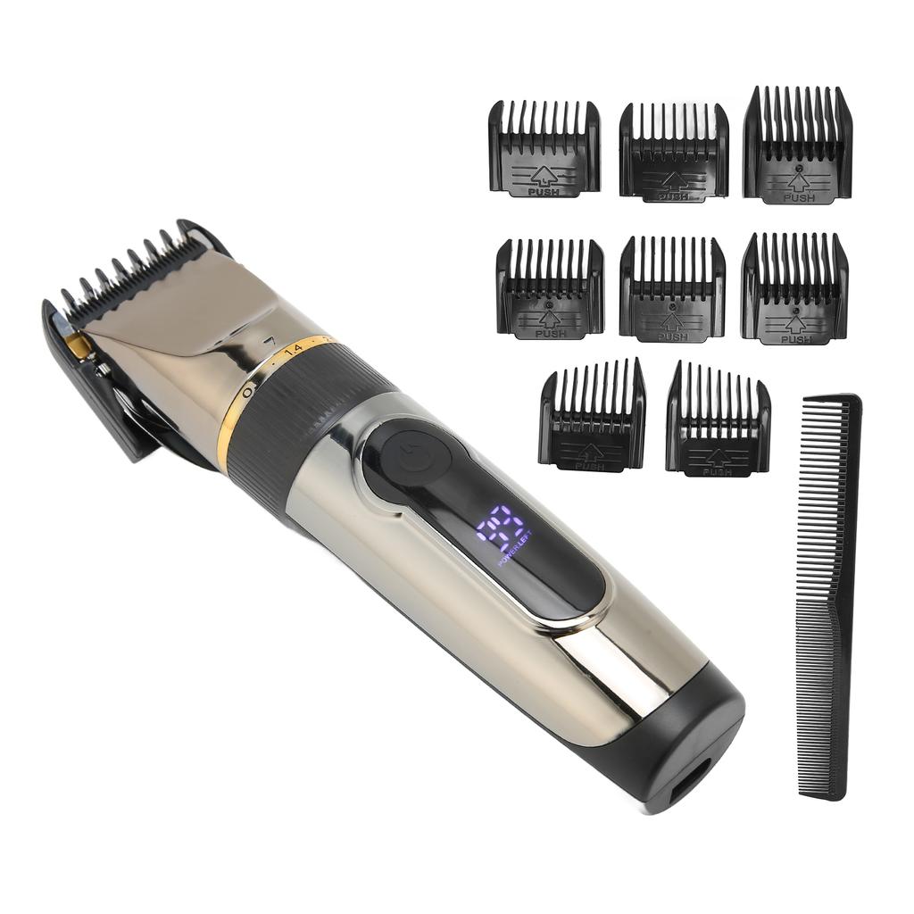 USB Hair Clipper LCD Waterproof 2200mAh Lithium Battery Hair Trimmer with 8pcs Guide Comb