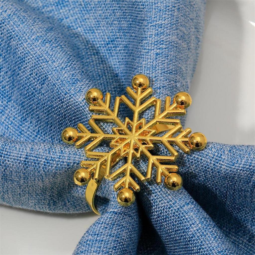 Pack of 6 Napkin Holder Snowflake Napkin Buckles Christmas Serviette Rings Aluminum Material for Napkin Decorations