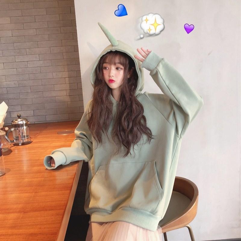 Women Warm Soft Hoodies Padded Hooded Sweater Women's Fall and Winter Retro Simple Literary Student Tops