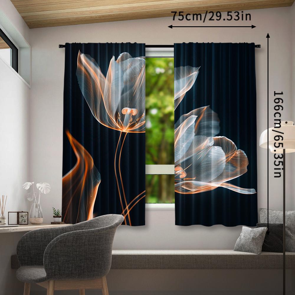 2 Stück   Blumen Vorhänge   Dekorative Fenster Vorhänge   Stangentasche Fenster Dekoration   für Schlafzimmer Wohnzimmer   Heim Dekoration   Zimmer De