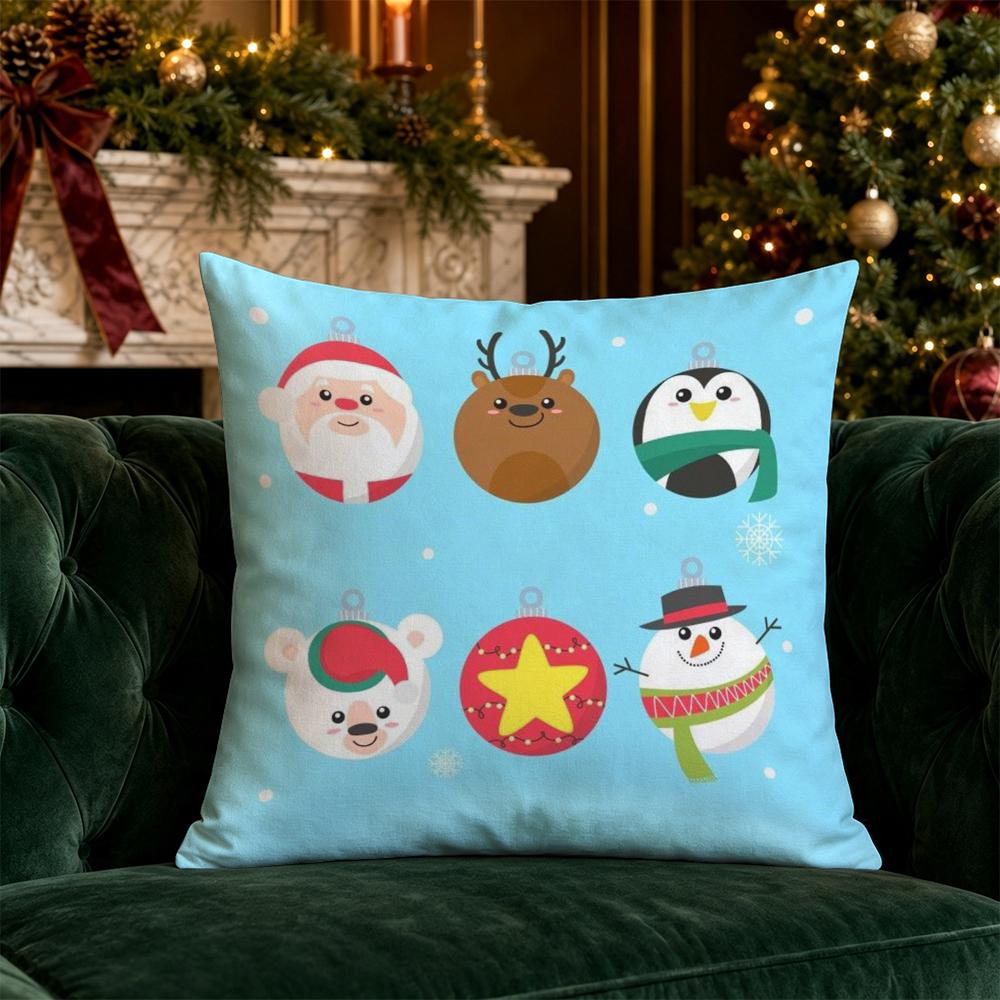 Christmas Cute Snowman Pillow Covers Pattern Cushion Cover Suitable for Sofa Bedroom Car Pillow Cover