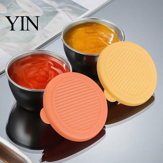 Stackable Sauce Cups for Meal Prep Stainless Steel Cup with Silicone Lid, Reusable Small Portable Salad Dressing Containers Condiment Container,