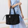Charles & Keith Drawstring Capacity Pleated Tote Bag Soft Cloud Bag Shoulder Bag Large Women tote bags Cream Black CK2-30271558-1