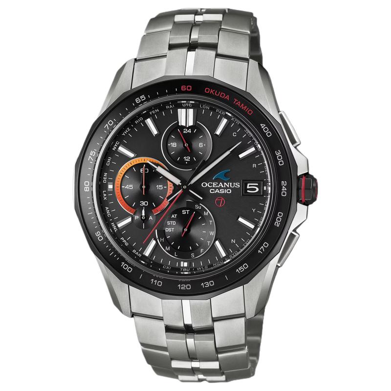 CASIO OCEANUS series-disc three-hand Manta S7000 series 100 meters waterproof solar Quartz titanium strap men's watch black dial OCW-S7000TS-1AJR