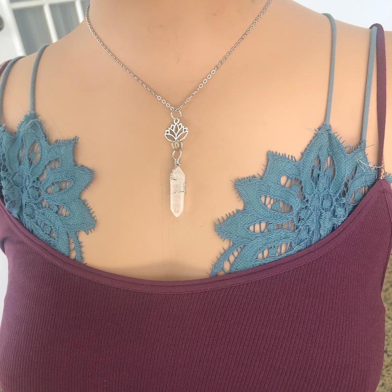 Crystal Fairy Necklace Wrapped Crystal Lotus Crystal Necklace Crystal Pentacle Necklace Wrapped Crystals Crystal Jewelry