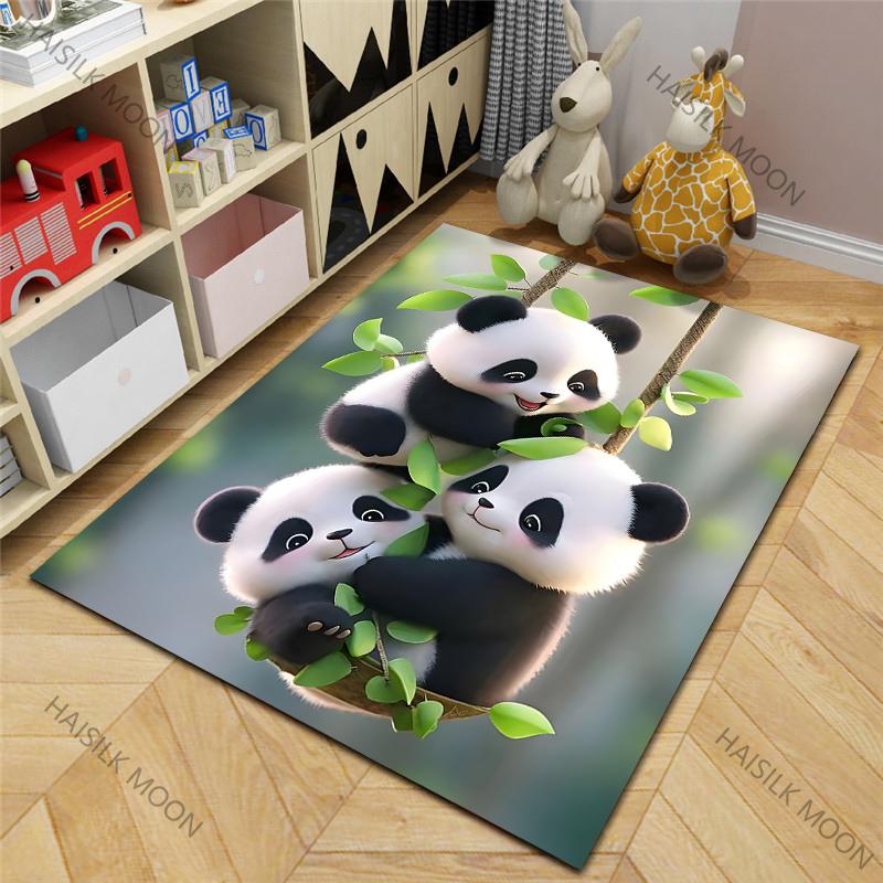 3D Panda Pattern Print Rug for Boys Bedroom Soft Carpet for Kids Room Decor Cool Animal Carpet for Living Room Floor Mats Gift