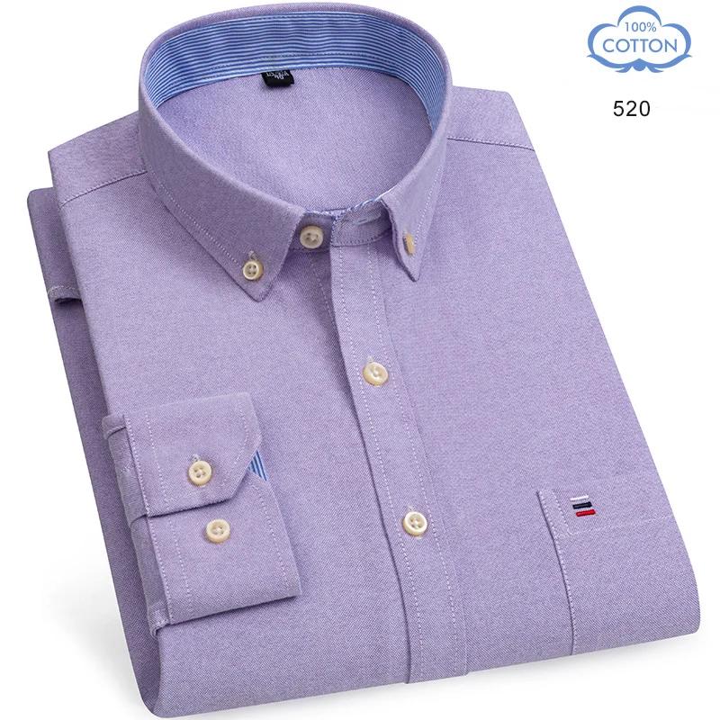 Camisas Oxford de Algodón 100% Puro para Hombre Manga Larga Camisa a Cuadros Rayada Masculina Negocios Tartán Camisa Roja Ropa de Diseño para Hombre