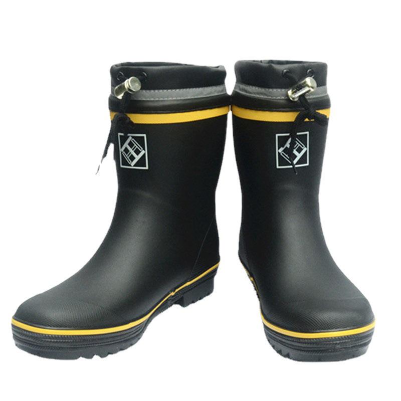 H013 Bottes de Pluie Mi-Tige pour Homme Doublées de Velours en Caoutchouc pour la Pêche et l'Extérieur - Style Japonais et Coréen