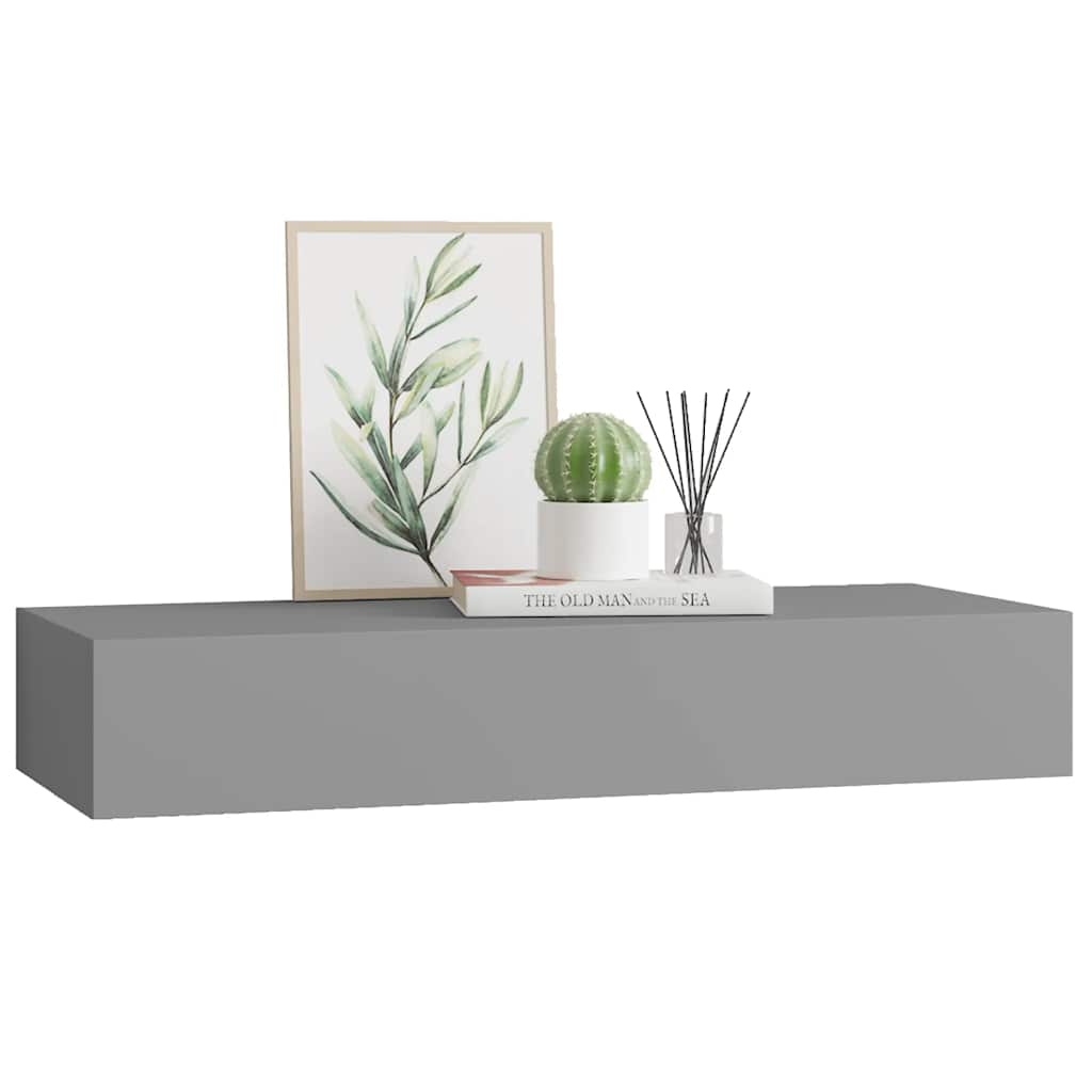 Vidaxl Półka Ścienna Z Szufladą, Szara, 60 X 23,5 X 10 Cm, Mdf