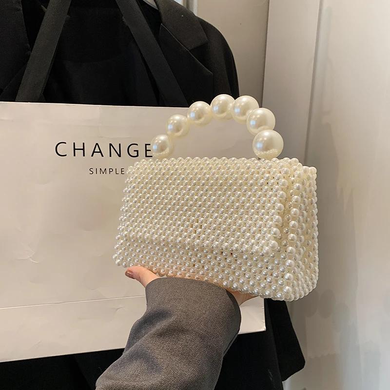 Beaded Chain Shoulder Bag Original Pearl Handbag Fashionable Commuter Versatile Women's Crossbody Bag Bolso De Mujer