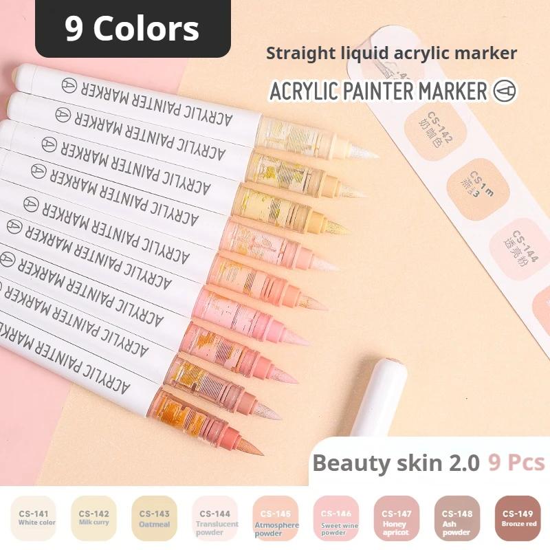 LANGUO 60Colors/box Direct Liquid Acrylic Paint Marker Pens Set Brush Color Marker Pen for DIY Painting Drawing Ceramic Glass