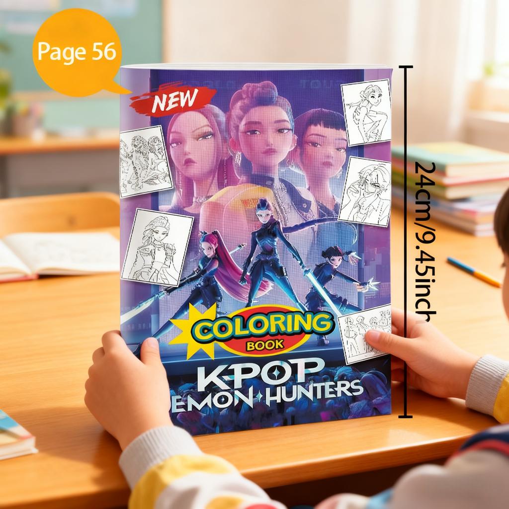 KPop Demon Hunter Coloring Books Cute Cartoon Tracking Kids Painting Sketch Stationery Book Creative Stick Figures Birthday Gift
