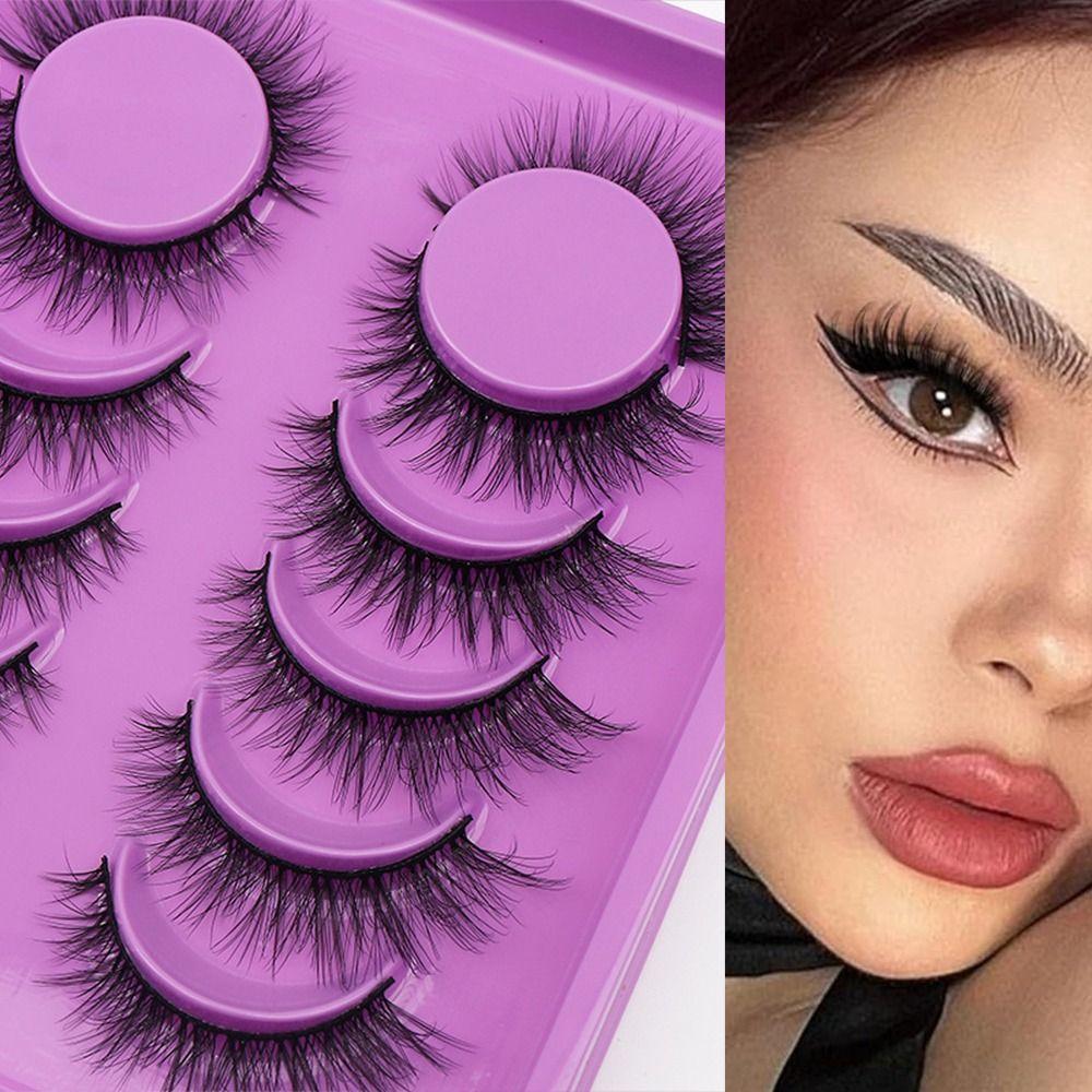 6 Pairs 3D Faux Mink False Eyelashes Black Band Eye Lashes Handmade Lashes Eyelash Extension