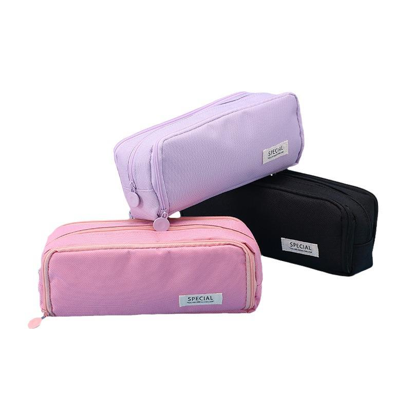 Trousse à crayons double fermeture multi-fonctionnelle grande capacité pour étudiant