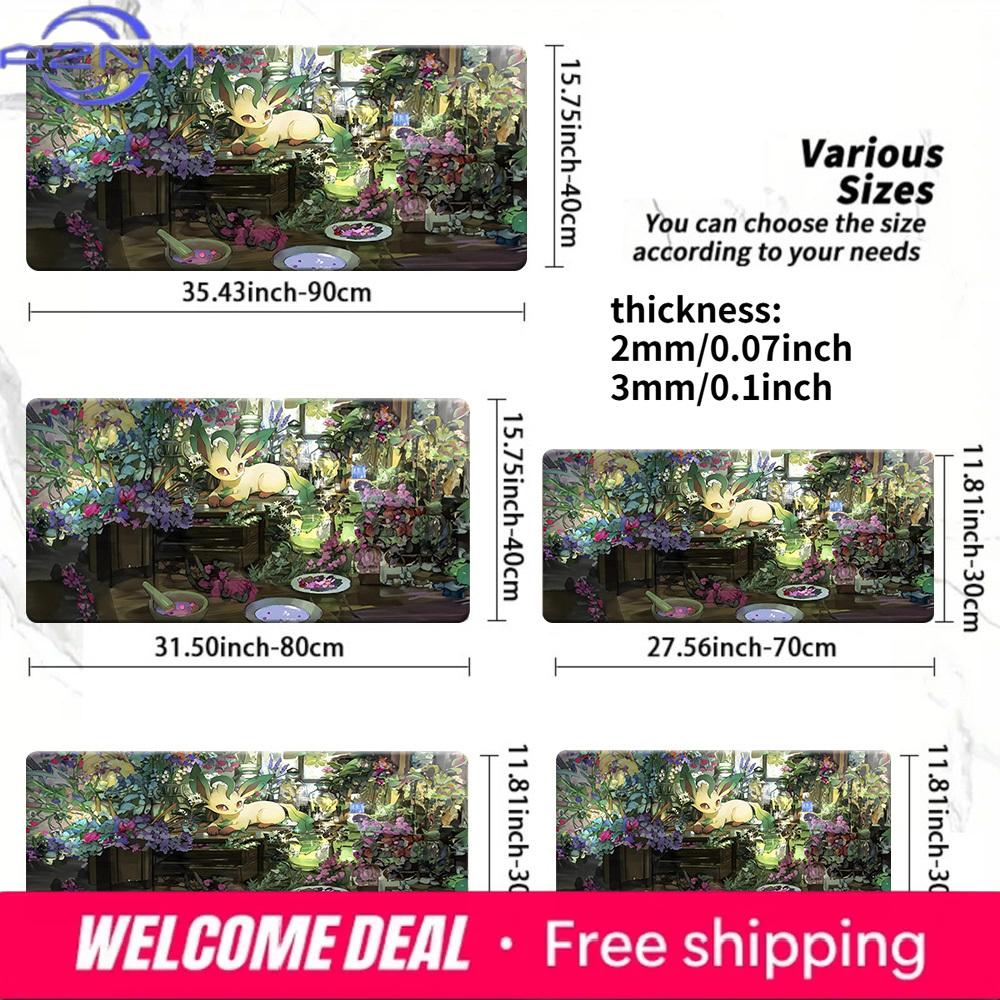 Leafeon Floral NonSlip Washable Gaming Desk Mat 30x80x0.2cm