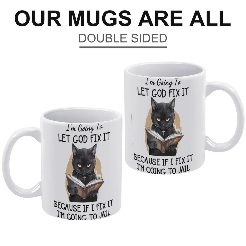 1pc 11oz White Coffee Mug with Double-Sided Print, Funny Everyday Cup for Work, Home, Tea or Coffee, Lightweight Design, Perfect Gift for Friends