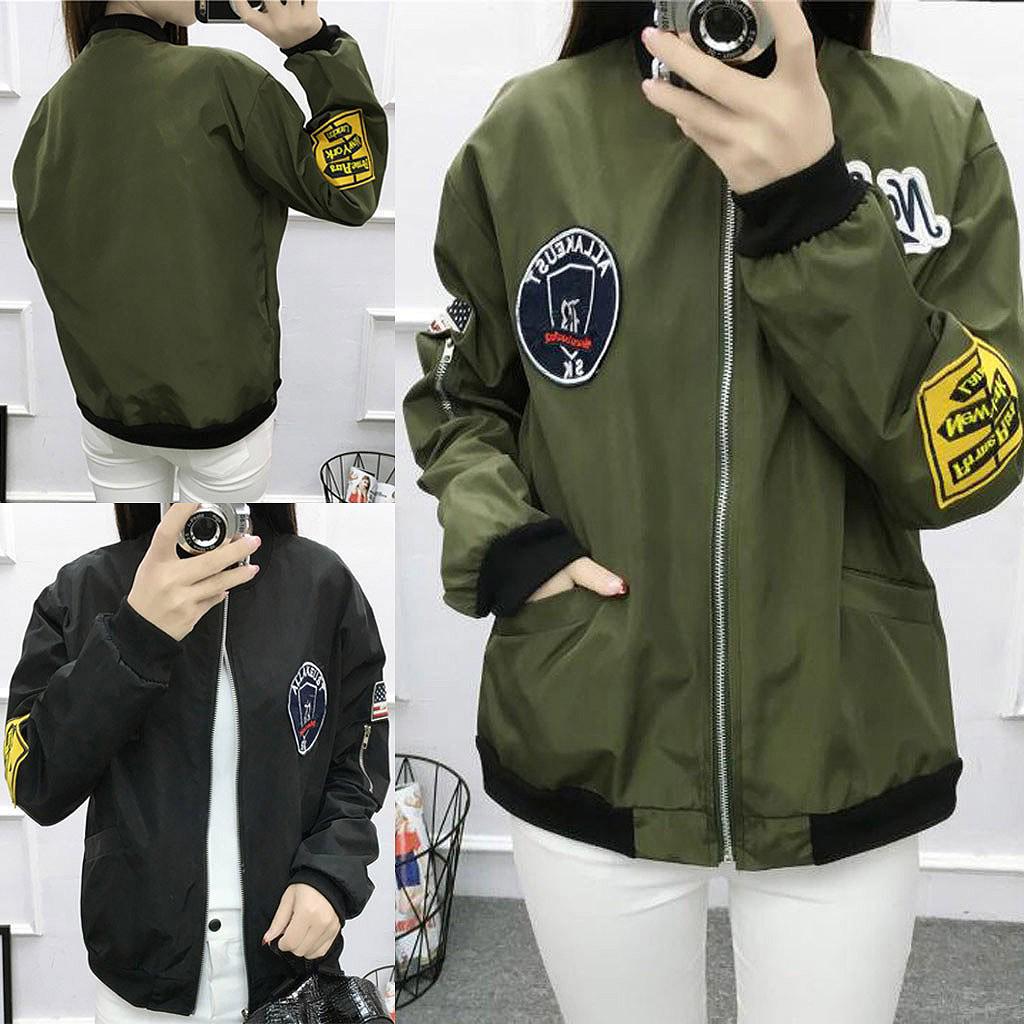 Women Casual Fashion Baseball Jacket Long Sleeve  Jacket