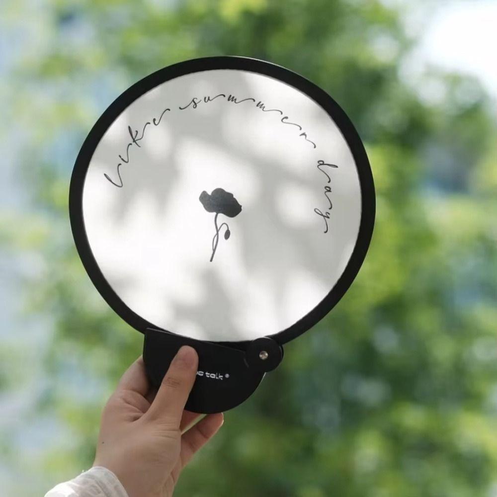 New with Storage Bag Portable Folding Fan Compact Design Vintage Style Handheld Fan Round Fan Outdoor Activities