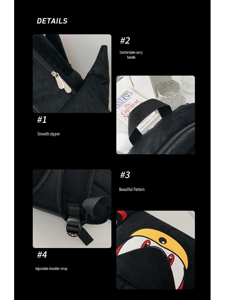 Handmade Sonic Shadow Black Charizard Plush Backpack for Couples