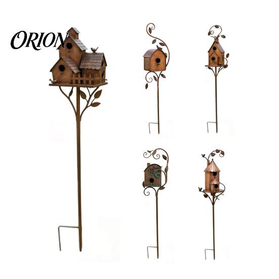 Heavy Duty Ground Stake Metal Bird House Garden Stakes, Feeder Decor, Weatherproof Patio Lawn Ornament Iron Art Decor for Outdoor Yard Flower
