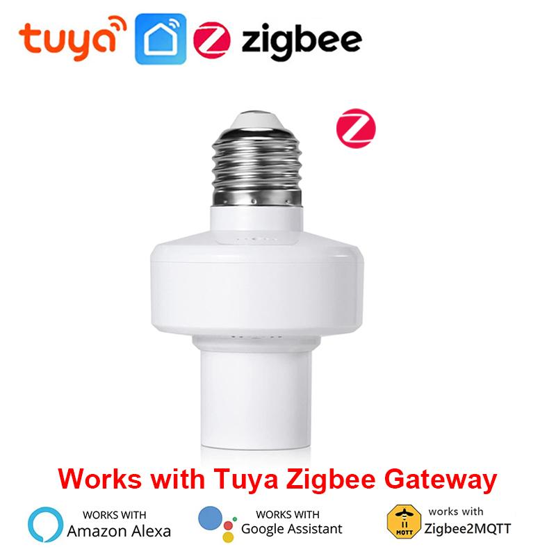 Tuya WiFi/Zigbee Smart Light Socket E27 Bulb Adapter Lamp Holder Base AC85-265V Smart Life App Control Support Alexa Google Home