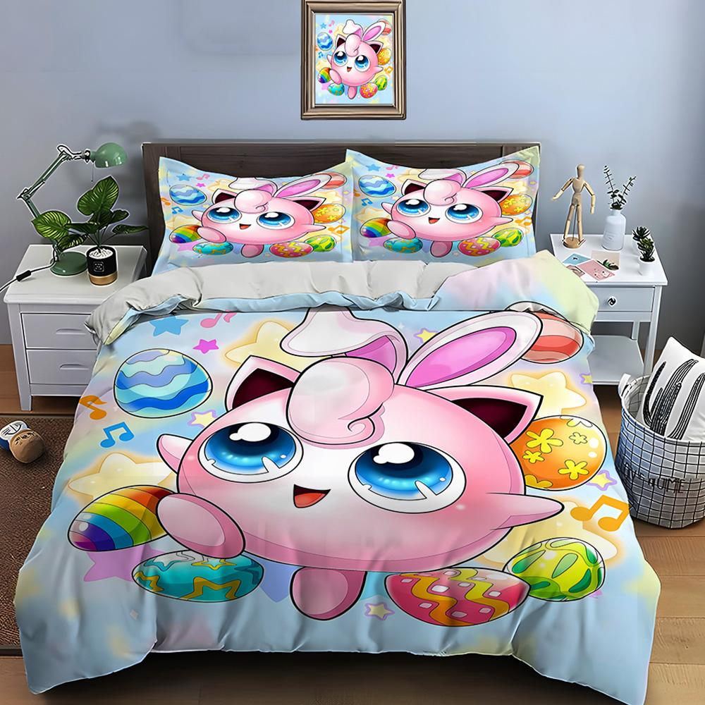 Pokemon Jigglypuff Print Bedding Set Duvet Cover 1 Duvet Cover 2 Pillowcases Adult and Children Bedding Set Luxury Birthday Gift