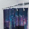 Neon Cityscape Shower Curtain Modern Abstract Wall Art Vaporwave Aesthetic Home Decor Urban Nightscape Backdrop Photography