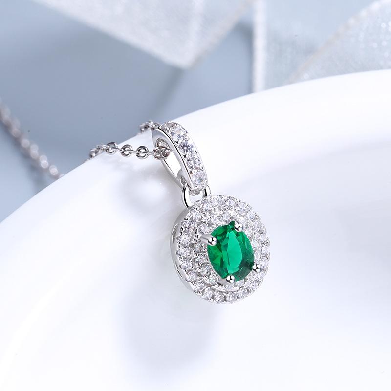 S925 Sterling Silver Luxury Inlaid Green Zircon Fashion Popular All-Match Ornament