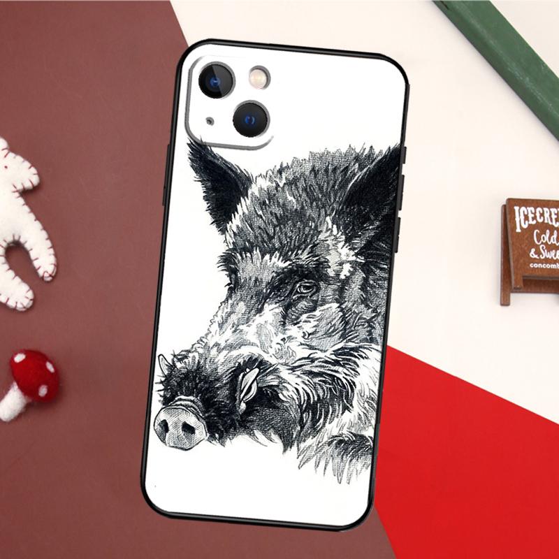 Cute Wild Boar Funny Cartoon Case For iPhone 14 Pro Max 16 15 11 12 13 17 Pro Max Mini 15 16 Plus 16e 17 Air Back Cover