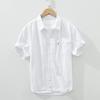 Cotton Solid Color Men's Summer Lightweight Short Sleeve Shirt Business Casual Daily Shirt Loose Casual Jacket