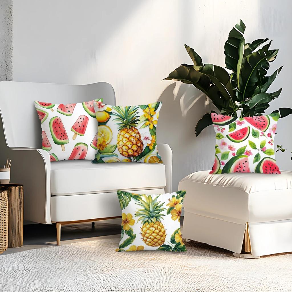 4 pezzi/set Cuscini Tema Frutta Estiva Federe Copricuscino in Poliestere Cuscino da Lancio Federa Decorazione Casa Auto Divano